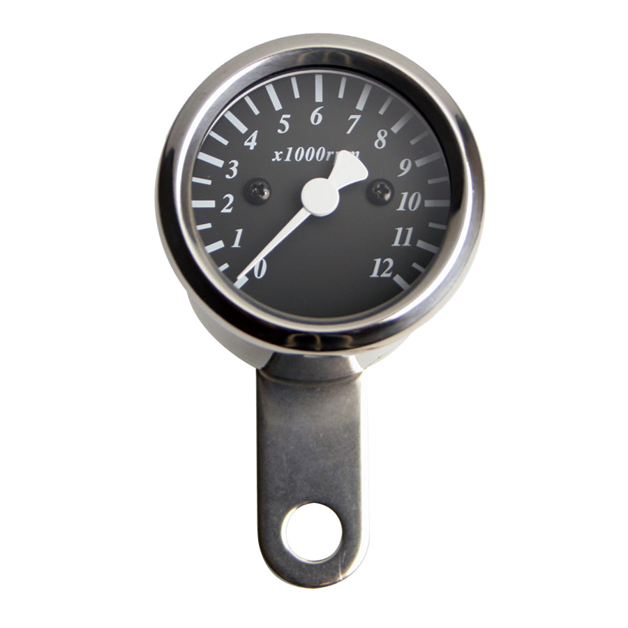Mechanical Mini Tachometer φ48mm Black Face 1:5 RPM