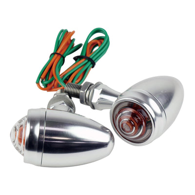 Billet Winker - Smooth Bullet Silver/Clear Glass Lens