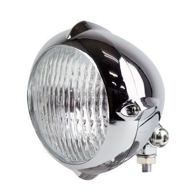 4 inch Vintage Style Ribbed Headlight Chrome H4