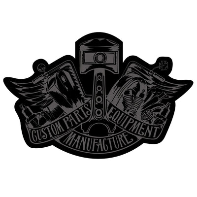 STICKER "CUSTOM PARTS EQUIPMENT MANUFACTURE" BK/GR