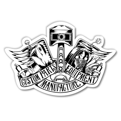 STICKER "CUSTOM PARTS EQUIPMENT MANUFACTURE" WH/BK