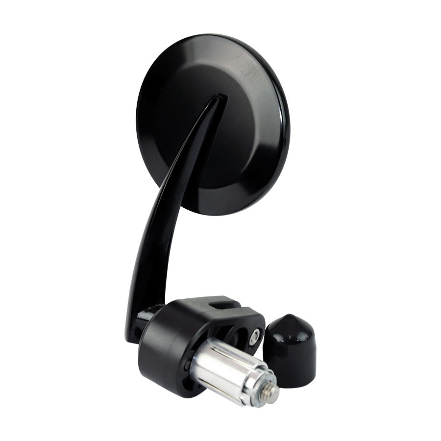 Round Bar-End Mirror Right Black