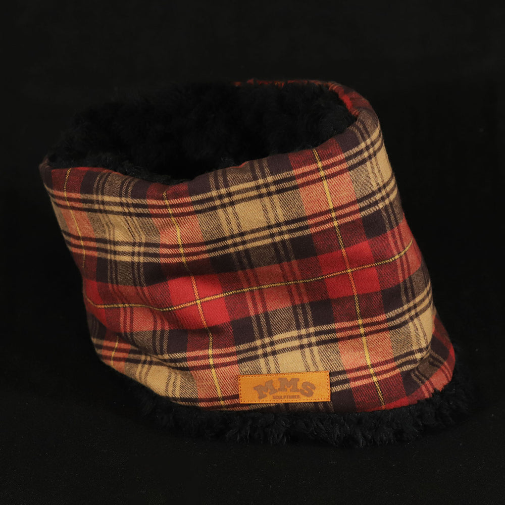 ROBIN NECK WARMER /Tartan Check (RED) & Black Fur (M&Ms)