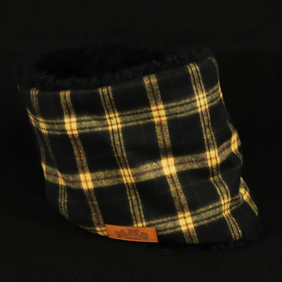 ROBIN NECK WARMER /Tartan Check (YELLOW) & Black Fur (M&Ms)