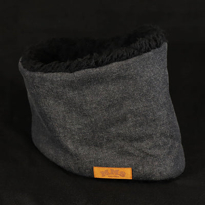 ROBIN NECK WARMER /Indigo Denim BK & Black Fur (M&Ms)