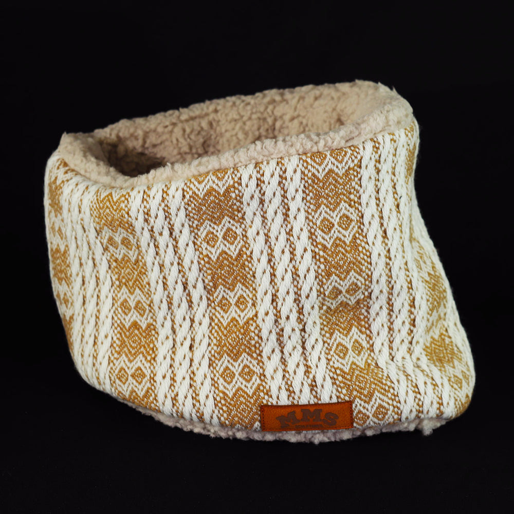 ROBIN NECK WARMER Wool Jacquard BR & Beige Fur (M&Ms)