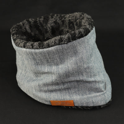 ROBIN NECK WARMER Soft Denim & Black Leopard (M&Ms)