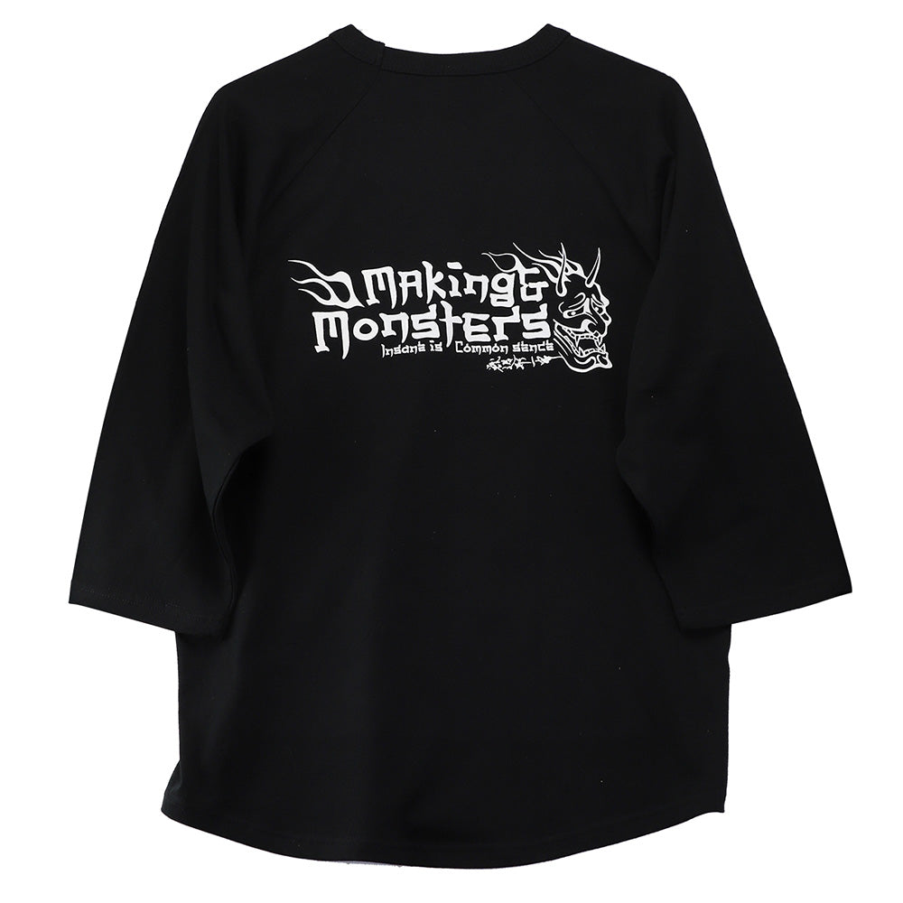 "WA"GLAN 3/4 SLEEVE /Black/White /M-size (M&Ms)