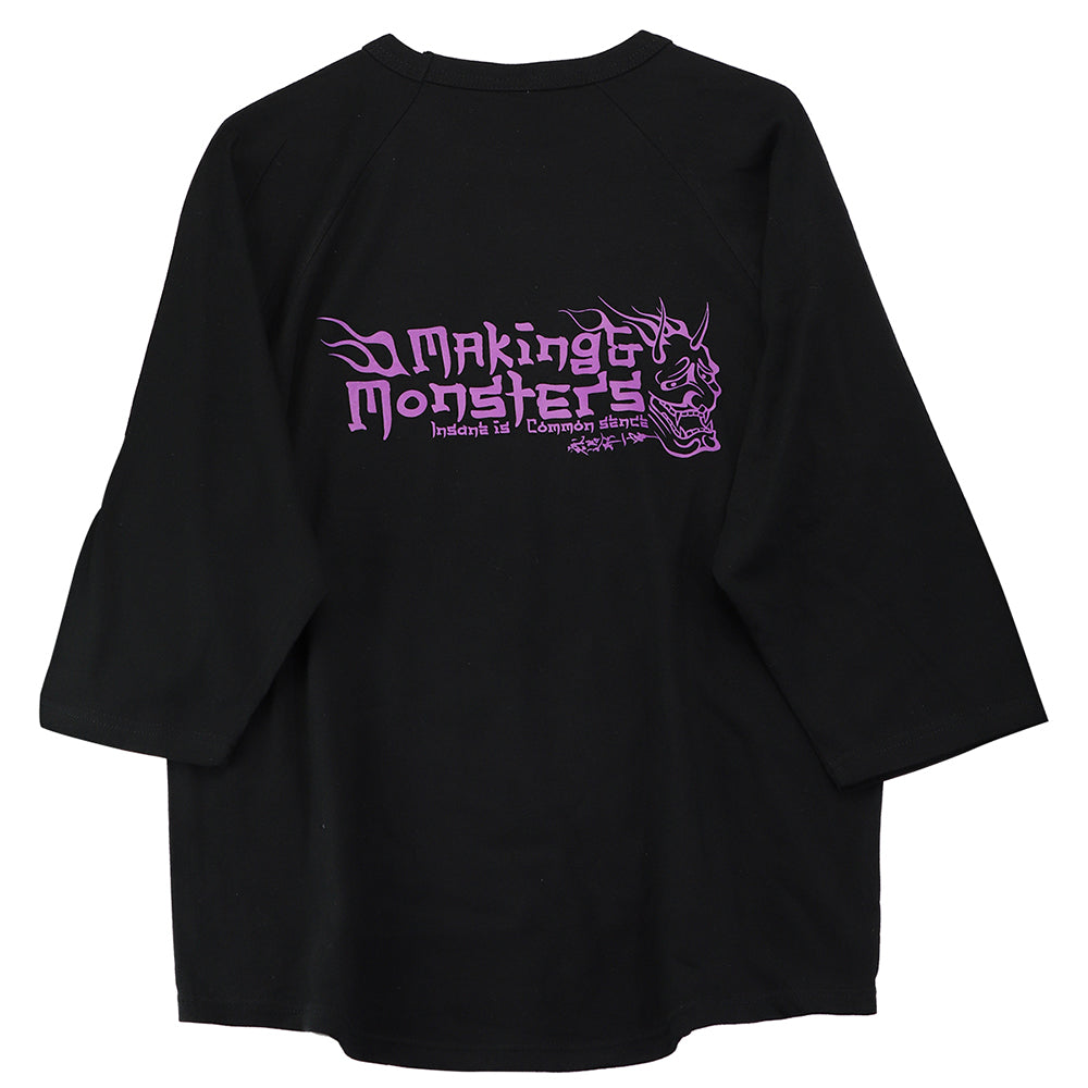"WA"GLAN 3/4 SLEEVE /Black/Purple /M-size (M&Ms)