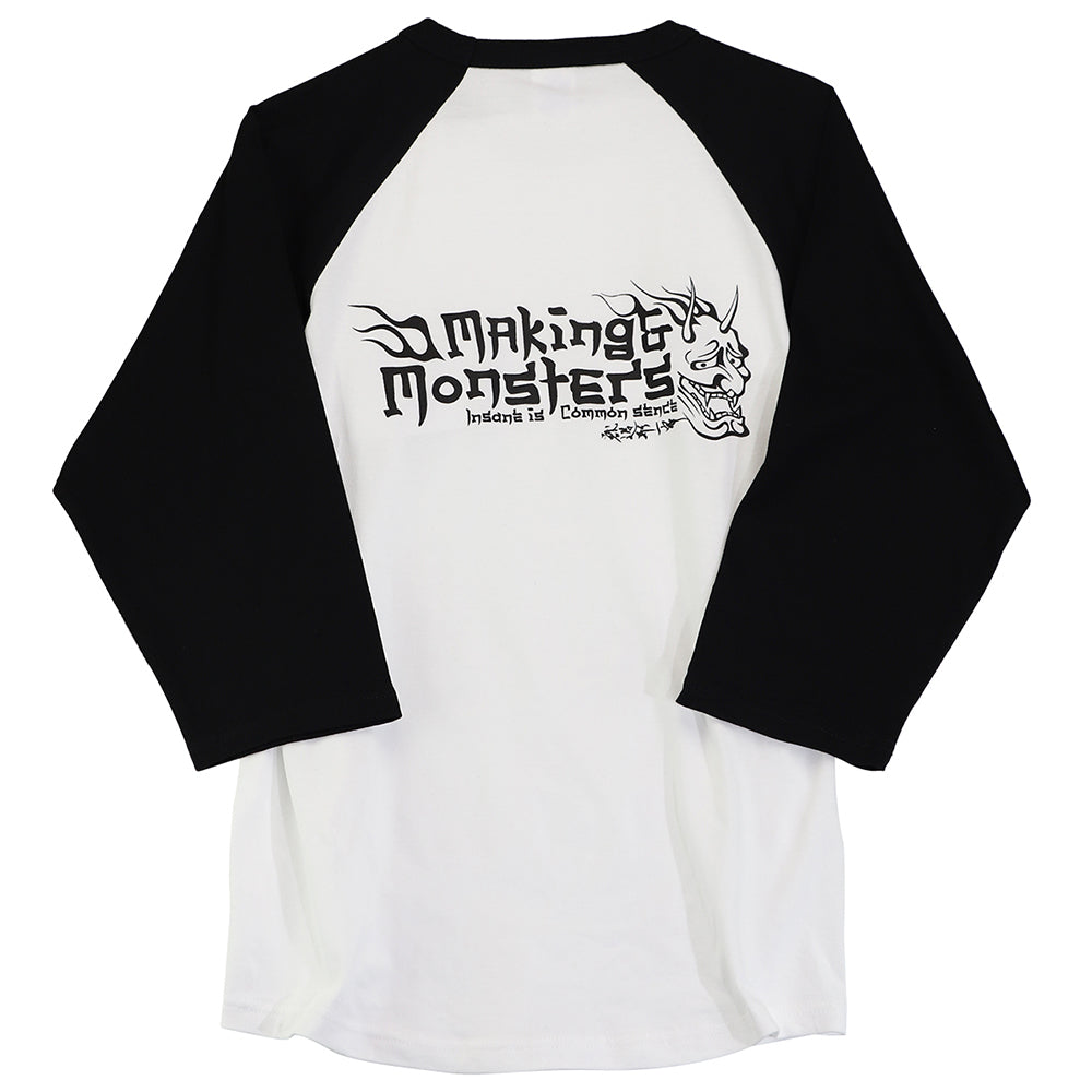 "WA"GLAN 3/4 SLEEVE /White/Black /XL-size (M&Ms)