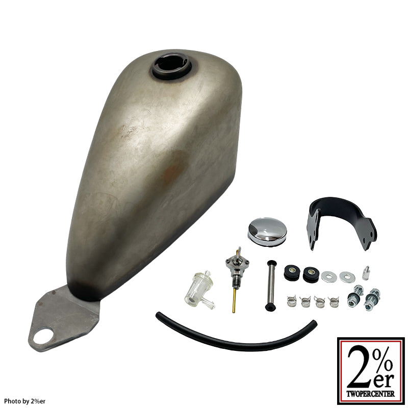 Narrow Sportster Tank Bolt-On Full Kit Raw Steel SR400/500 (2%er Original)