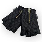 ハーフフィンガーグローブ　ダイヤステッチ　本革 BK/BK XLサイズ　[CHOPPERSオリジナル]