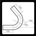[廃版] マフラー用曲げパイプ　SUS304　φ45×1.5　R75-130°