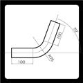 [廃版] マフラー用曲げパイプ　スチール　φ45×1.6　R75-70°