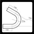 [廃版] マフラー用曲げパイプ　スチール　φ45×1.6　R75-150°