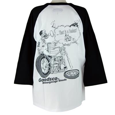 [販売終了] "BADASS" RAG 3/4SLEEVE - BK/WH　Lサイズ