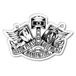 STICKER　"CUSTOM PARTS EQUIPMENT MANUFACTURE"　WH/BK