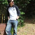 "WA"GLAN 3/4 SLEEVE /白黒 /Mサイズ