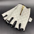 ハーフフィンガーグローブ　ダイヤステッチ　本革 WH/BK Lサイズ　[CHOPPERSオリジナル]