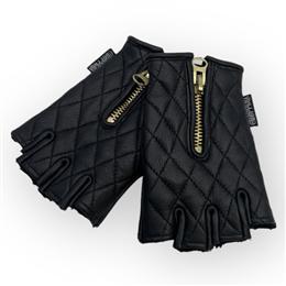 ハーフフィンガーグローブ　ダイヤステッチ　本革 BK/BK Lサイズ　[CHOPPERSオリジナル]