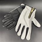 BAWグローブ　ホワイト&ブラック　(バイク用　革グローブ) Mサイズ　[CHOPPERSオリジナル]